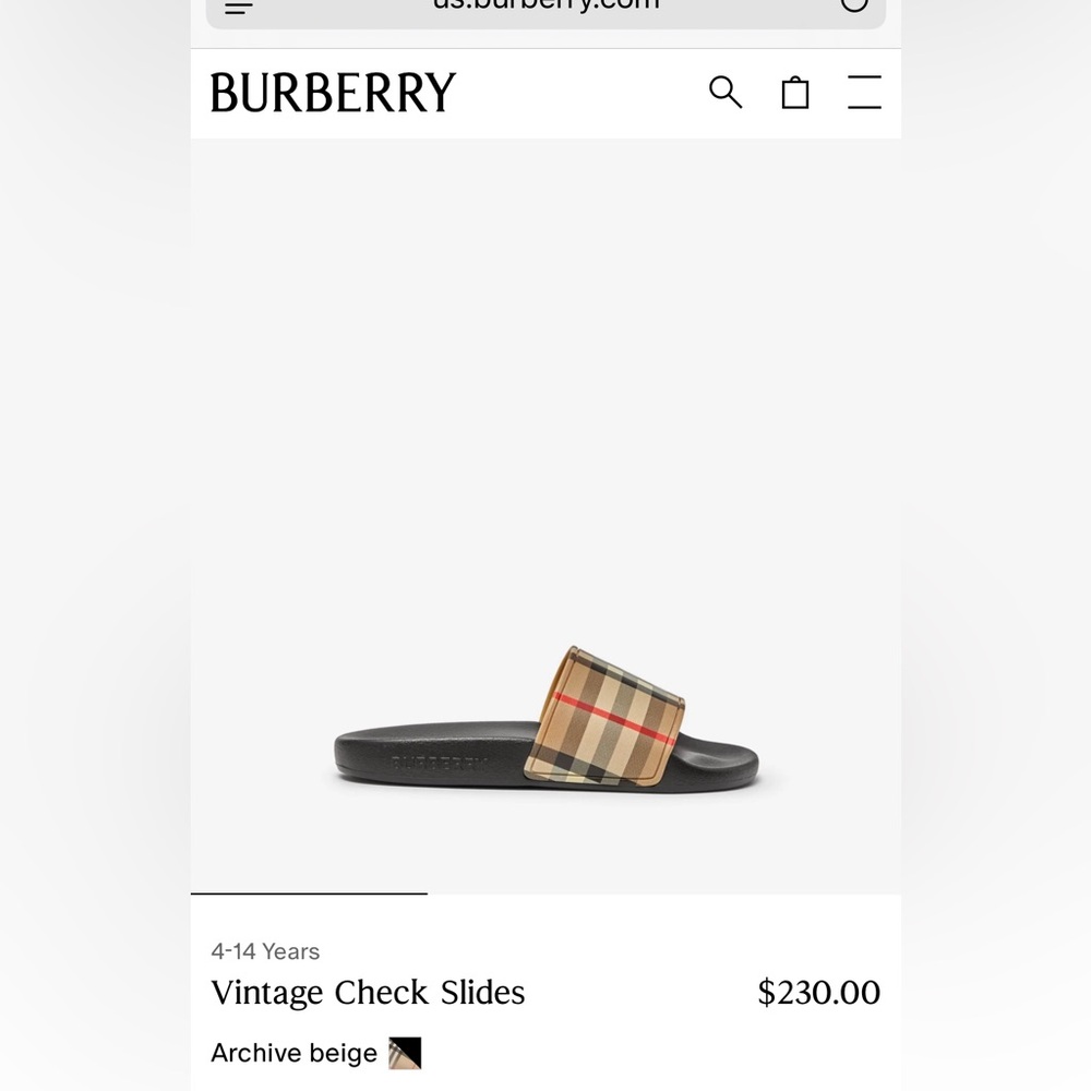 Burberry Vintage Beige and Black Check Slides